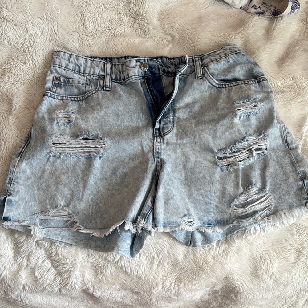 Vanilla Star Ripped Light Blue Jean Shorts